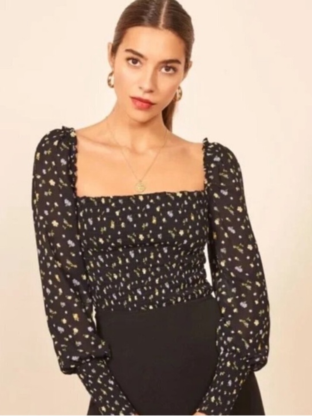 Reformation Pinto Smocked Blouse In Jolene Floral - Medium